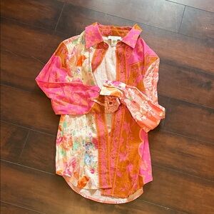 Rachel Zoe Pink and Orange Floral Shirt new